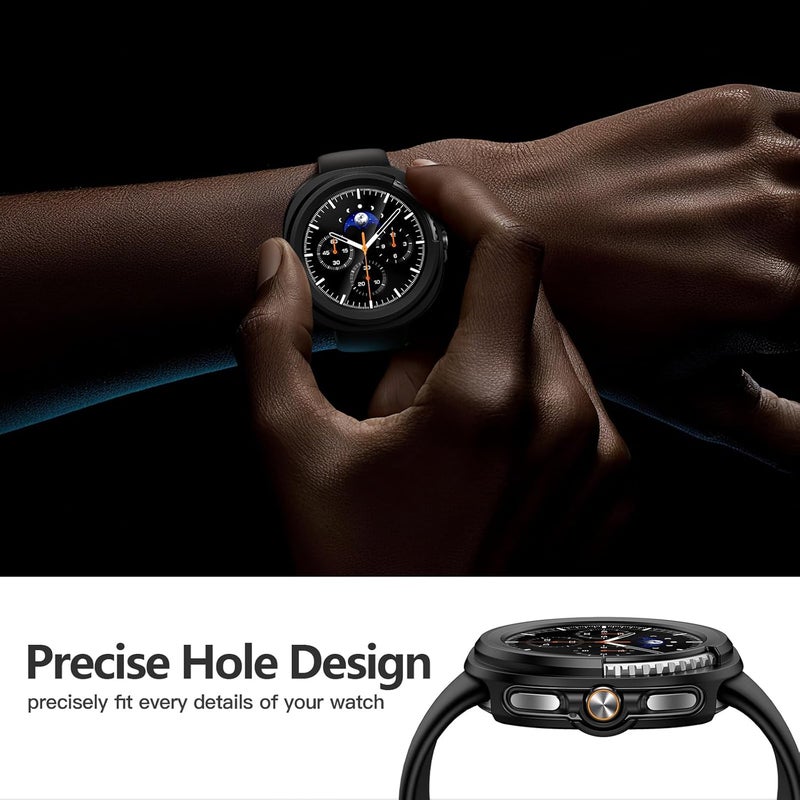 Misxi 2-Pack Hard PC Case with Tempered Glass Screen Protector for Samsung Galaxy Watch 8 Classic 46mm, Overall Protection Anti-Slip Scratch-Resistant Cover for Galaxy Watch8 Classic, Black - Image 4